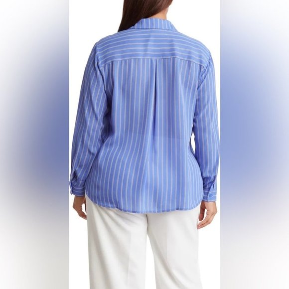 Anthropologie Pleione Striped Long Sleeve Utility  Blouse - Picture 6 of 11